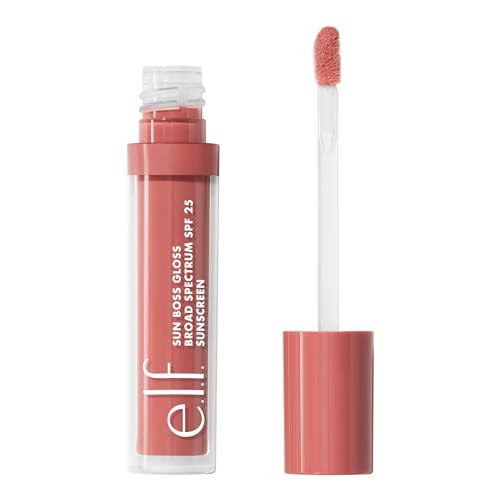 e.l.f. Sun Boss Gloss SPF 25, Pigmented Lip Gloss For A High-Shine Finish, Moisturizing & Conditioning Formula, Vegan & Cruelty-Free, Pink-Me Girl | Amazon (US)