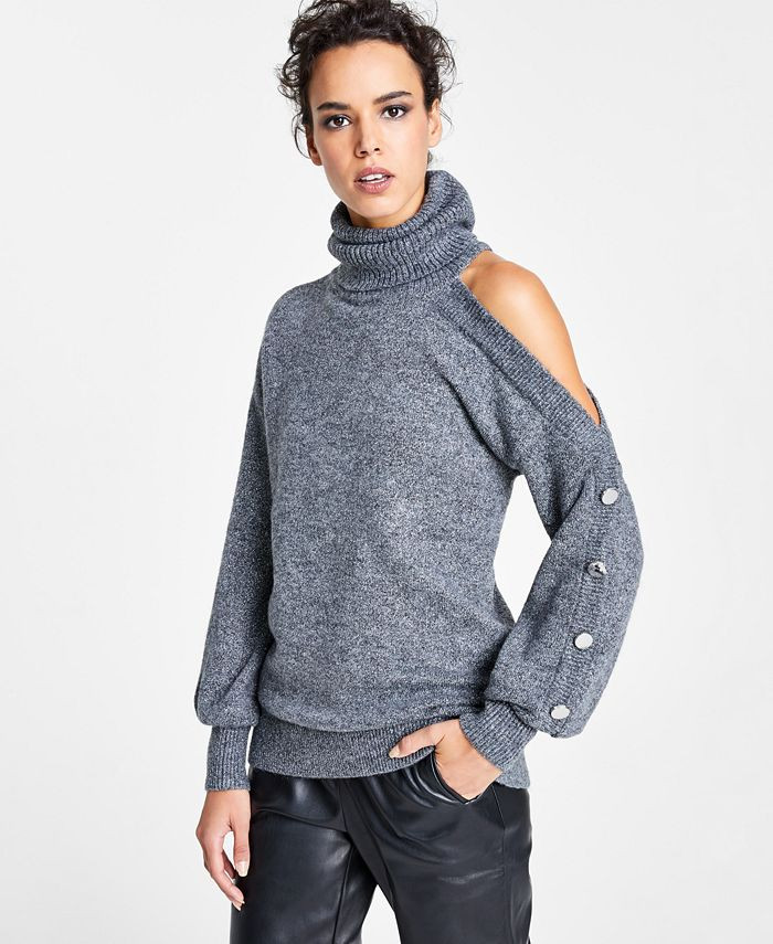 INC International Concepts Women's Cold-Shoulder Turtleneck Sweater, Created for Macy's & Reviews... | Macys (US)
