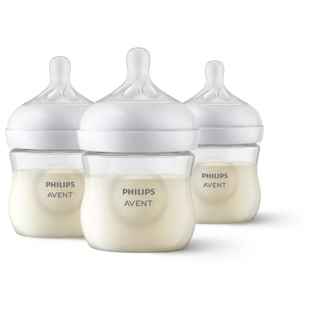 Philips Avent Natural Baby Bottle with Natural Response Nipple, Clear, 4oz, 3pk, SCY900/93 - Walm... | Walmart (US)