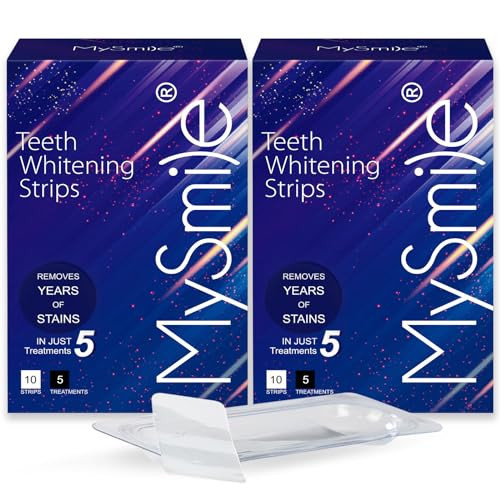 MySmile Advanced Teeth Whitening Strips, 2 Pack Non-Sensitive Formulated 5X Plus Whitening Results Helps Remove Years of Stains from Smoking, Coffee Soda Wine Drinkers Yellow Stains - 20 Strips | Amazon (US)