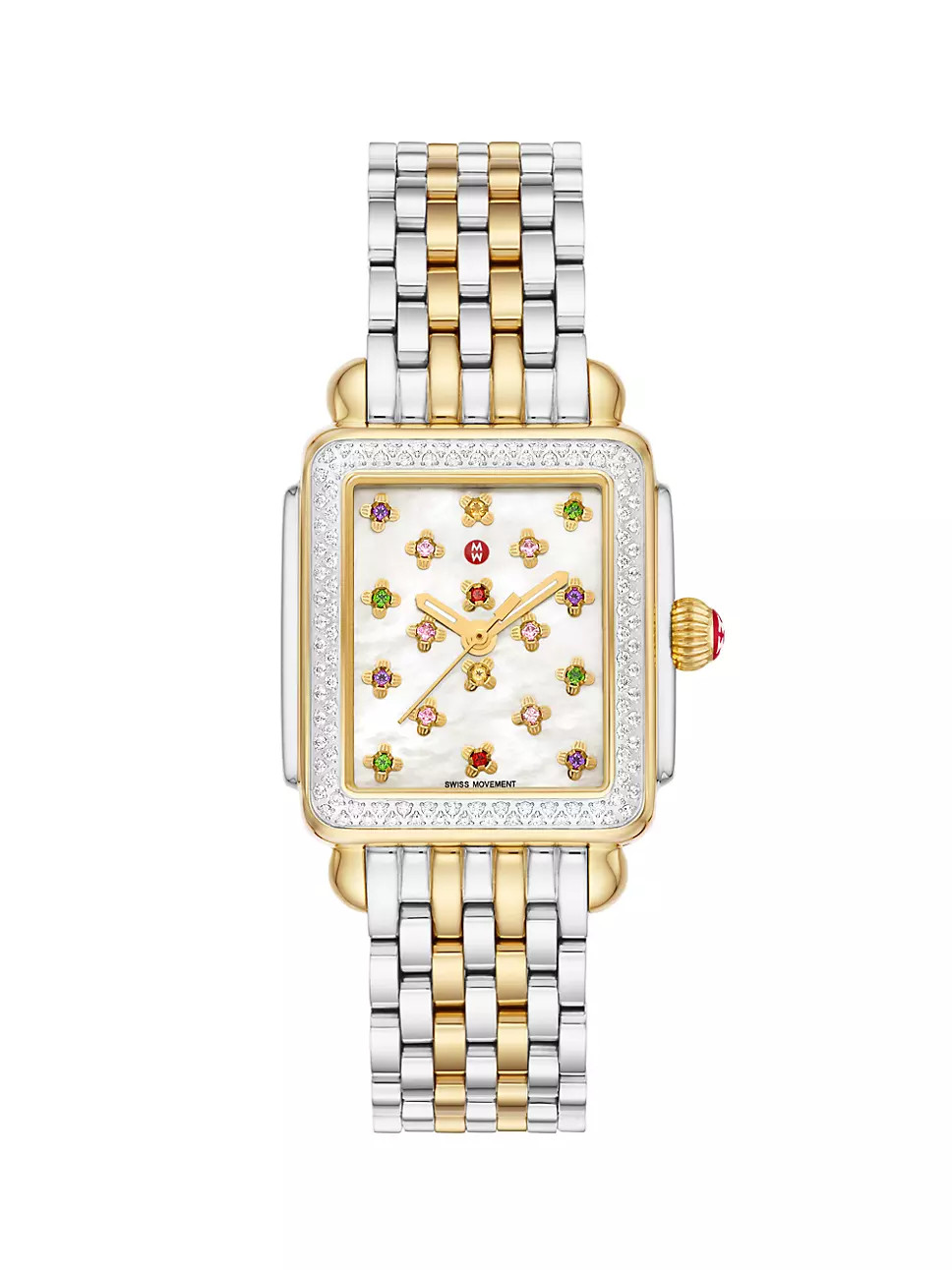Deco Fleur Two-Tone Stainless Steel & Multi-Gemstone Bracelet Watch/29MM x 31MM | Saks Fifth Avenue