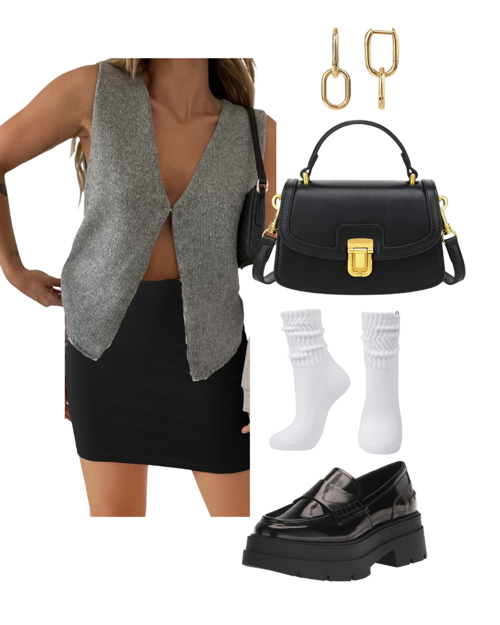 Casual black mini skirt outfit idea with loafers 🤍

#LTKstyletip #LTKfindsunder50 #LTKshoecrush