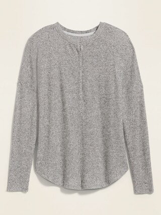 Relaxed Cozy Waffle-Knit Henley Tunic Top for Women | Old Navy (US)