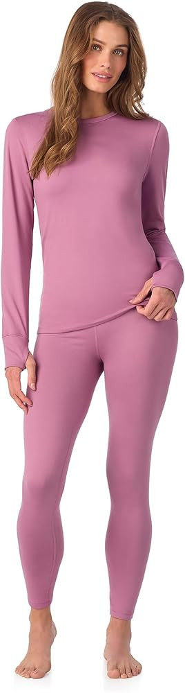 Cuddl Duds Womens Heavyweight Cold Weather Fleece Lined Thermal Set – Long Sleeve Top & Legging... | Amazon (US)