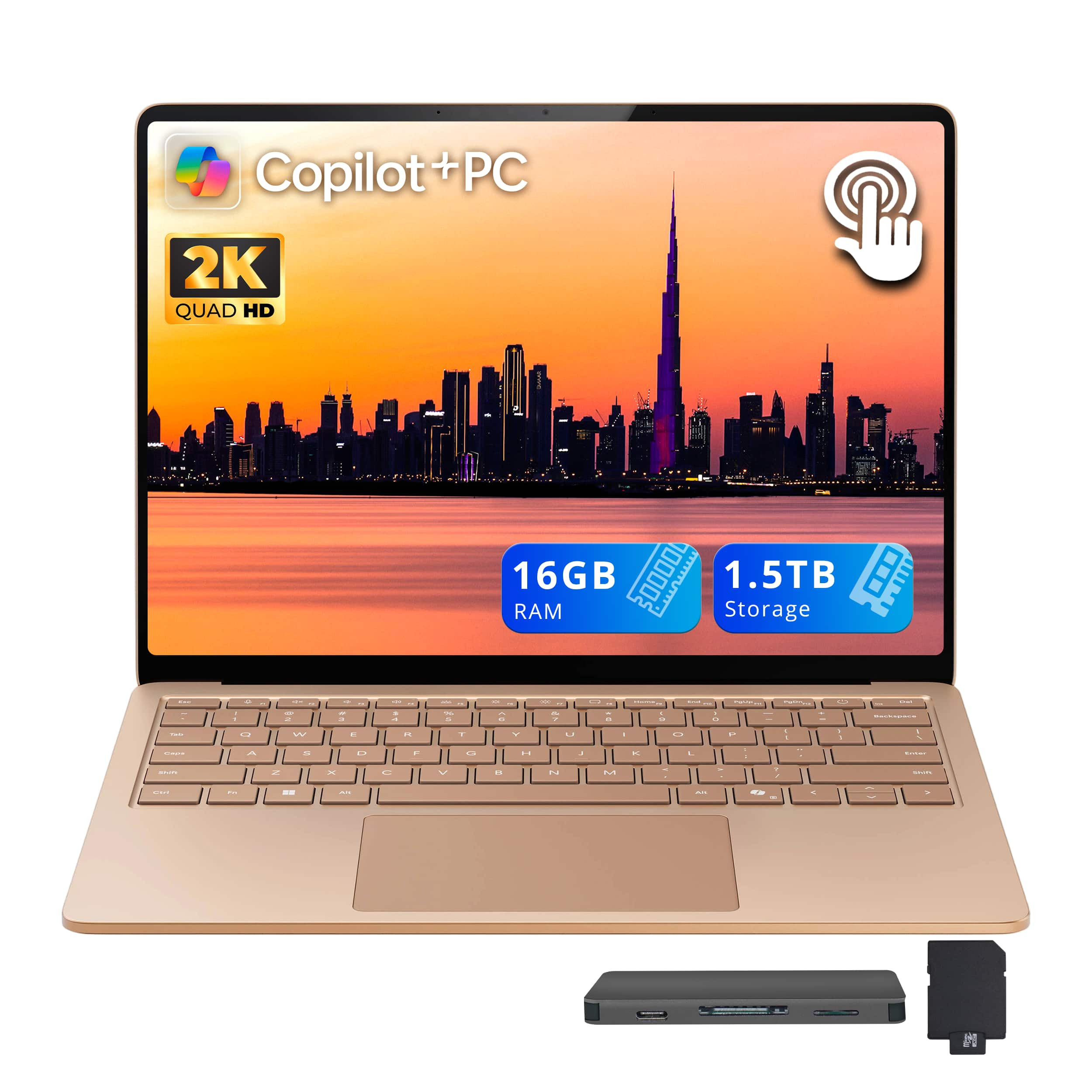 Microsoft - 13.8" 2K Touch Laptop,Snapdragon X Elite,16GB RAM,512GB SSD+1TB Dock Set,Qualcomm Adreno,Backlit,Win 11 - Dune | Best Buy U.S.