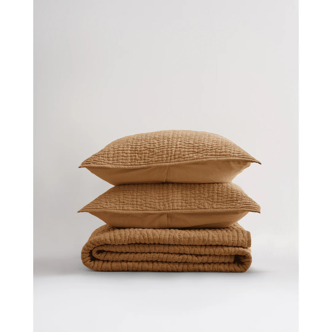 European Linen Cotton Stitch Quilt Set | Quince