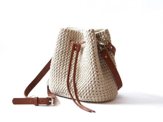 Crochet bucket bag Boho bag with tassel Everyday handbag Woven | Etsy | Etsy (US)