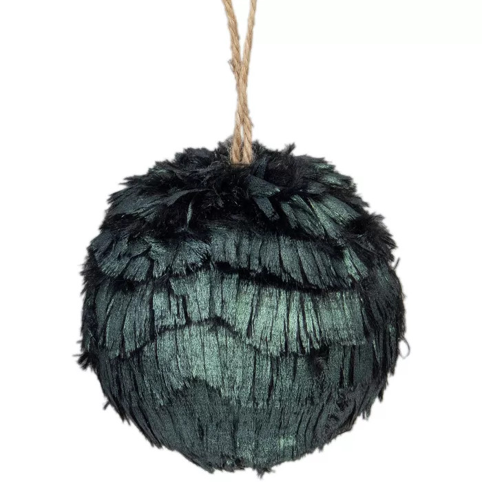 Northlight 3" Green Metallic Downswept Faux Fur Hanging Christmas Ornament Ball | Target