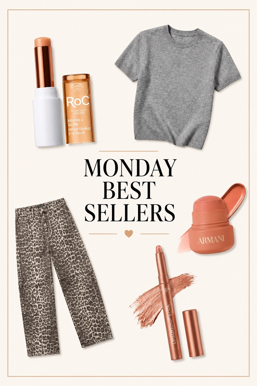 Monday’s best sellers are GOOD 👏 A mix of fall fashion + beauty favorites you all loved this week! From the leopard jeans and cozy knit tee to easy everyday beauty staples, these are definitely worth a look. 🤎

Shop all of this week’s best sellers in my LTK!

#LTKSeasonal #LTKdayinmylife #LTKootd