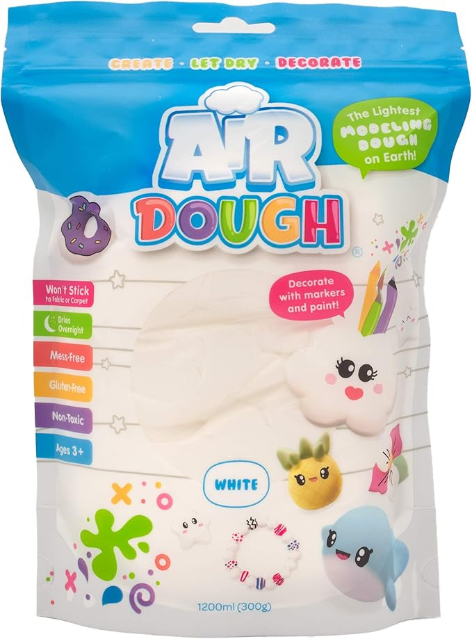 Air Dough - White, Air Dry, Ultra Light, Non-Toxic Modeling Clay in a Resealable Bag including Tu... | Amazon (US)