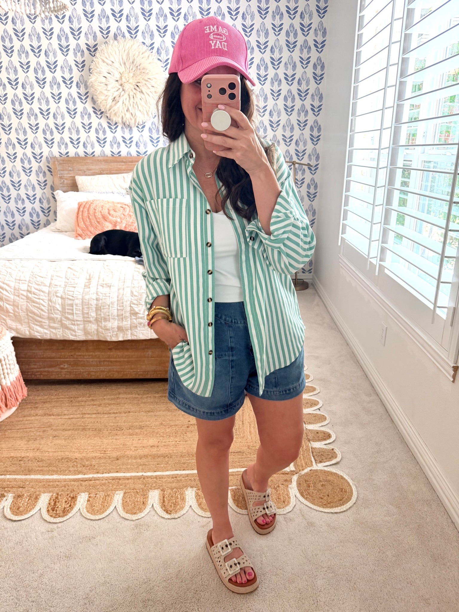 My favorite Amazon shorts and staple button down! 
.


#LTKootd #LTKmomlife #LTKOver40