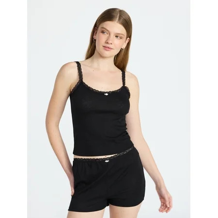 No Boundaries Sleep Pointelle Cami and Shorts Set, 2-Piece, Women’s XXS-3X | Walmart (US)