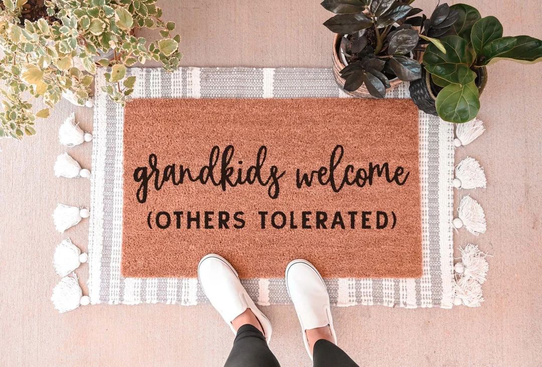Grandkids Welcome Here Doormat, Grandparents Gift, Mothers Day Gift, Welcome Mat, Housewarming Gi... | Etsy (US)