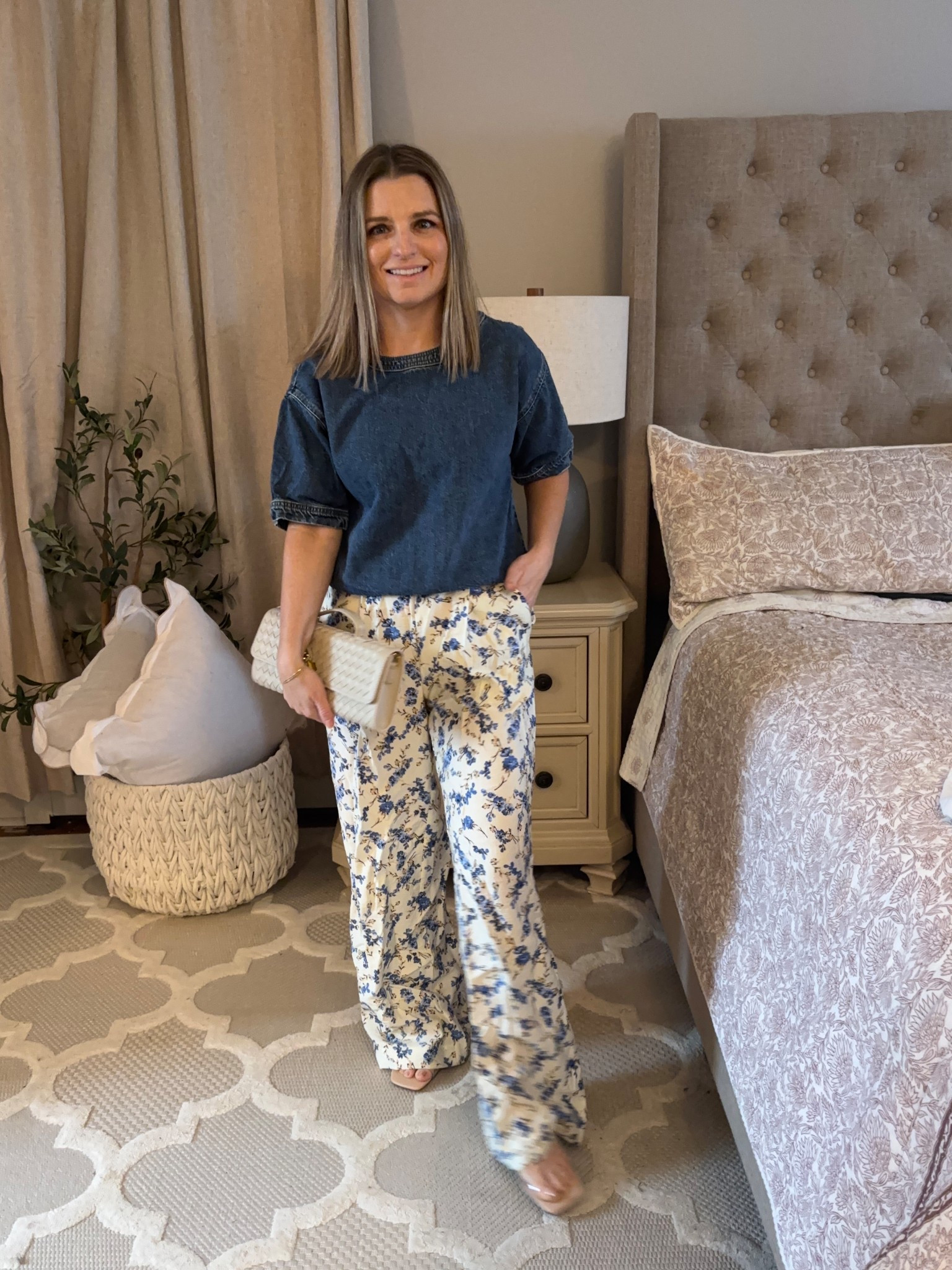 Denim top and floral linen pants for spring! 

#LTKStyleTip #LTKPetite #LTKFindsUnder50