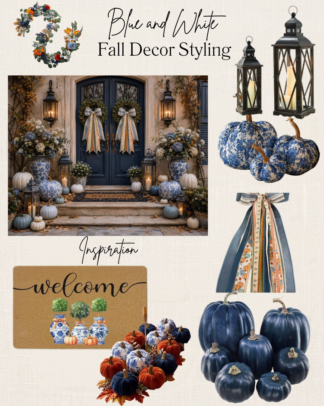 Blue & White Fall Porch Decor 🍂💙

I’m loving the idea of giving your fall porch a blue & white twist! Instead of traditional orange, think soft blue pumpkins, classic blue-and-white planters, pretty lanterns, layered wreaths, and cozy fall touches that still feel elegant and timeless.

So, I had AI create this inspirational image of a front porch decked out in Fall blue and white.

This look has that traditional European / French country feel, but these pieces will look pretty on any the porch of any style home.  

And the best part?  You can use so many of these pieces throughout your home, not just on the porch.

Shop the look + all my favorite blue & white fall finds in my LTK! 🍂🎃✨





#blueandwhite #blueandwhitedecor #falldecor #fallporchdecor #thanksgivingdecor #fallporch
 

 #LTKSeasonal #LTKHome