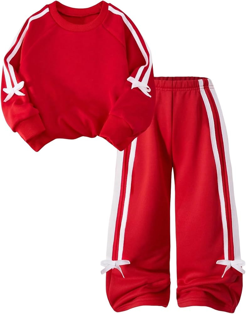 SOLY HUX Toddler Girl's Fall Clothes 2 Piece Set Bowknot Crewneck Sweatshirts and Wide Leg Pants ... | Amazon (US)