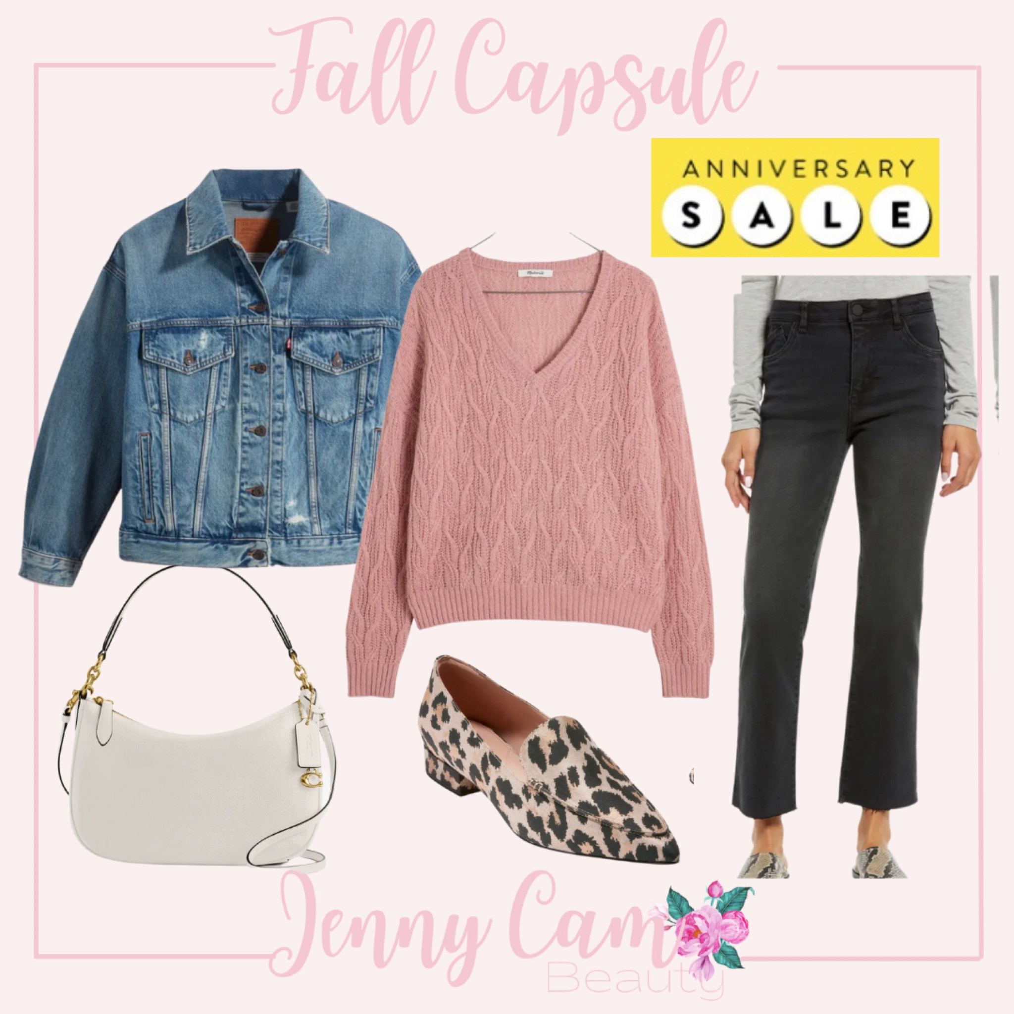 Pink sweater denim jacket black pants leopard shoes coach purse Nordstrom anniversary sale 

#LTKstyletip #LTKxNSale #LTKsalealert