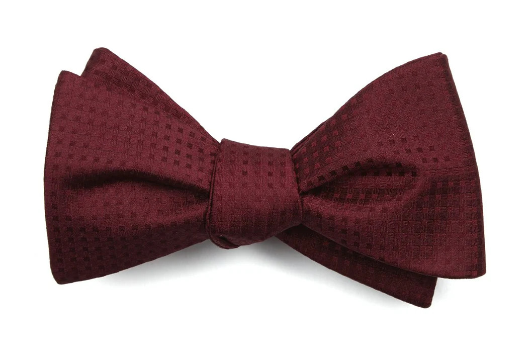 Check Mates Burgundy Bow Tie | Silk Bow Ties | Tie Bar | The Tie Bar