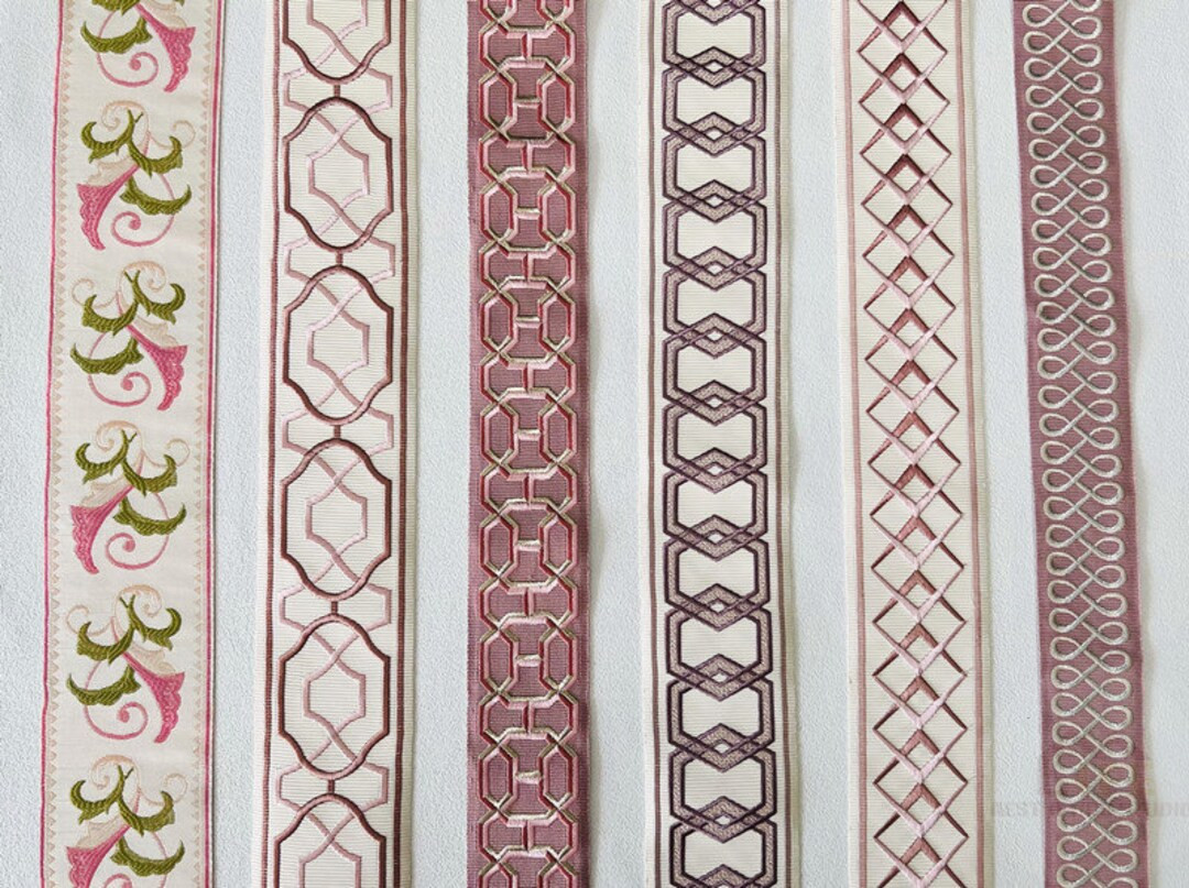 Pink Peach Purple Collection Curtain Trim Jacquard Trim Embroidery Tape Decorative Fabric Trim fo... | Etsy (US)