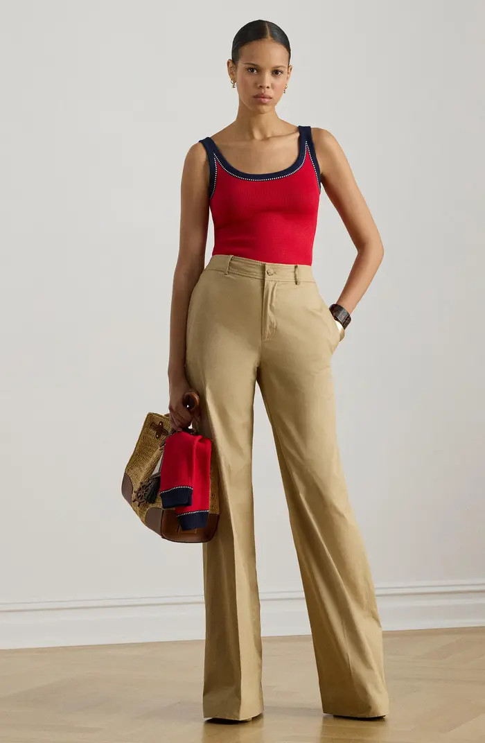 High Waist Wide Leg Cotton Twill Pants | Nordstrom
