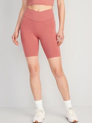 Extra High-Waisted PowerChill Crossover Hidden-Pocket Biker Shorts for Women -- 8-inch inseam | Old Navy (CA)