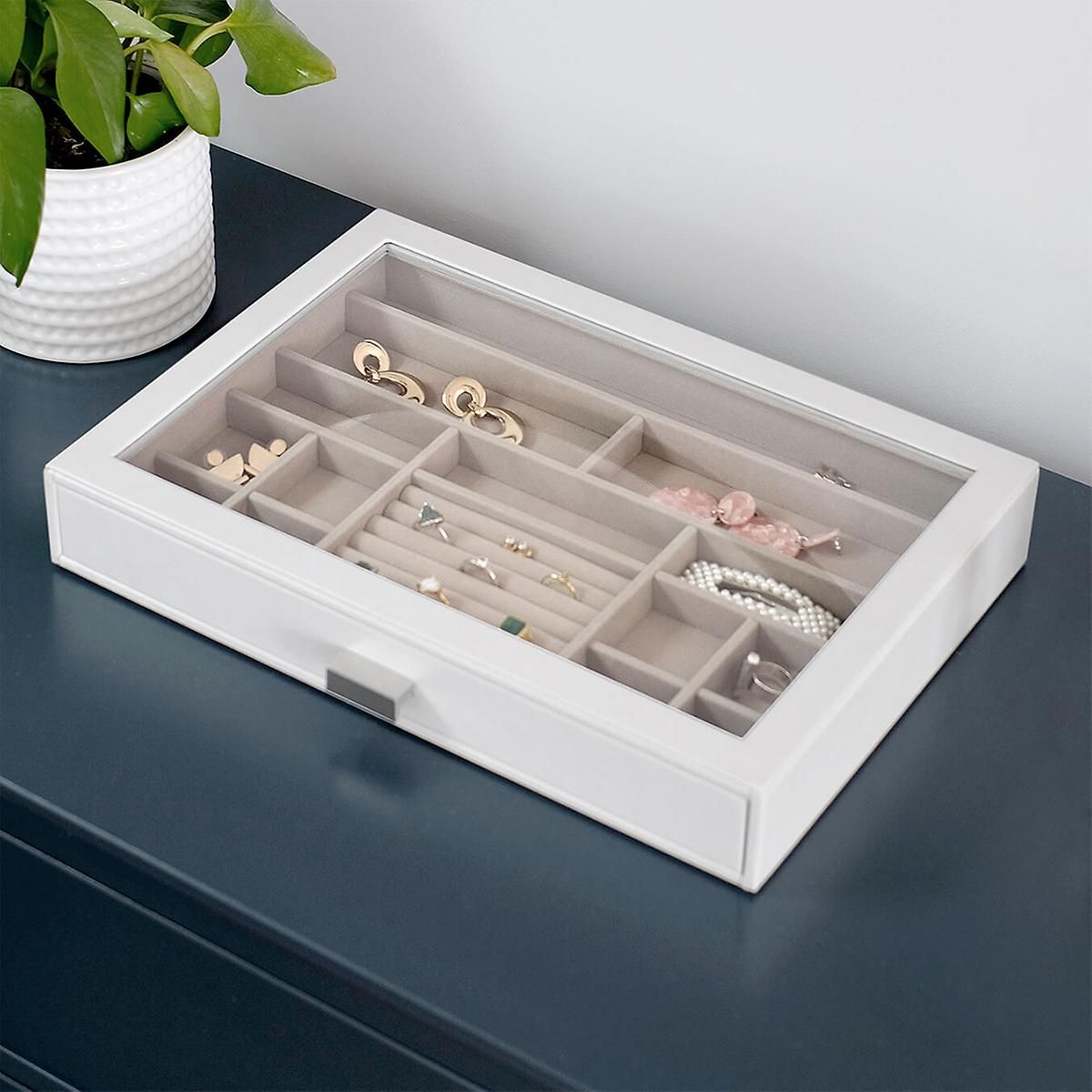 Stackers Supersize Glass Top Drawer White | The Container Store