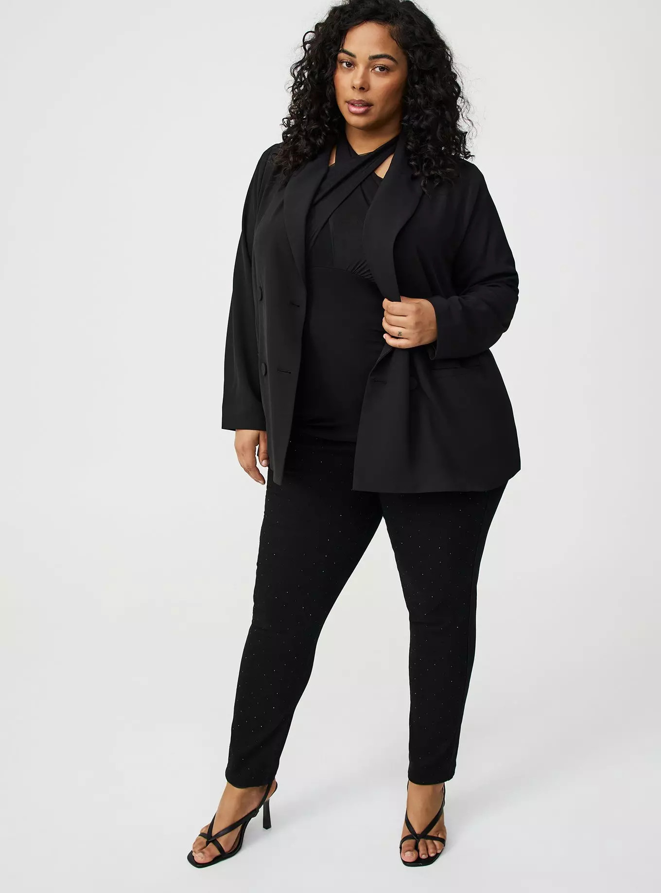 Relaxed Double-Breasted Crepe Blazer | Torrid (US & Canada)