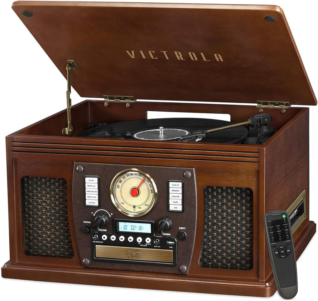 Victrola Navigator 8-in-1 Bluetooth Record Player with Built-in Speakers– 3 Speed Turntable, CD... | Amazon (US)