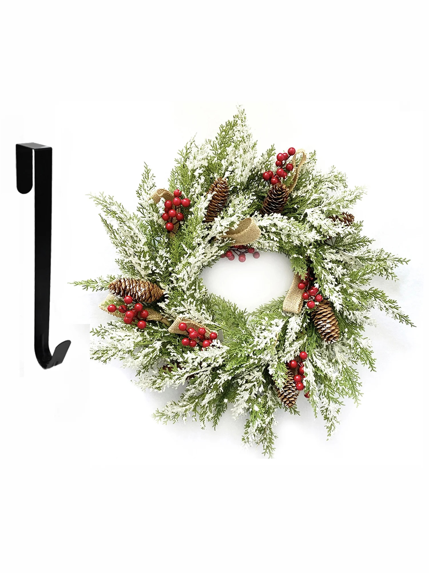 10Leccion Christmas Wreath with Hanger for Front Door, Outdoor Xmas Wreath, 23” - Walmart.com | Walmart (US)