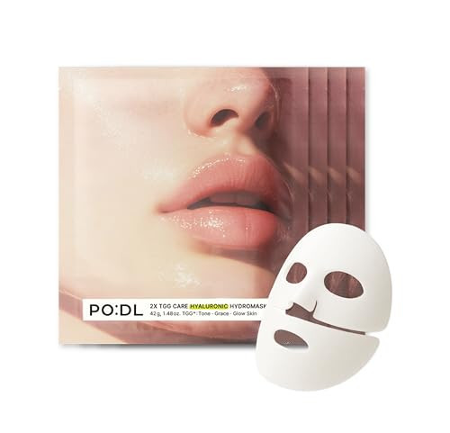 [PODL] Hyaluronic Hydrogel Mask with Collagen Niacinamide | Elasticity Wrinkle Improvement Pore Care Glow Skin| Overnight Soothing Deep Hydration Spa Facial Mask | Korean Skin Care 1.48oz x 4ea | Amazon (US)