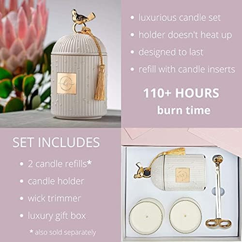 Luxury Candles for Home Scented Candle Gift Set - Candle Holder + 2 x 8.5oz Soy Candle Refills + Wic | Amazon (US)