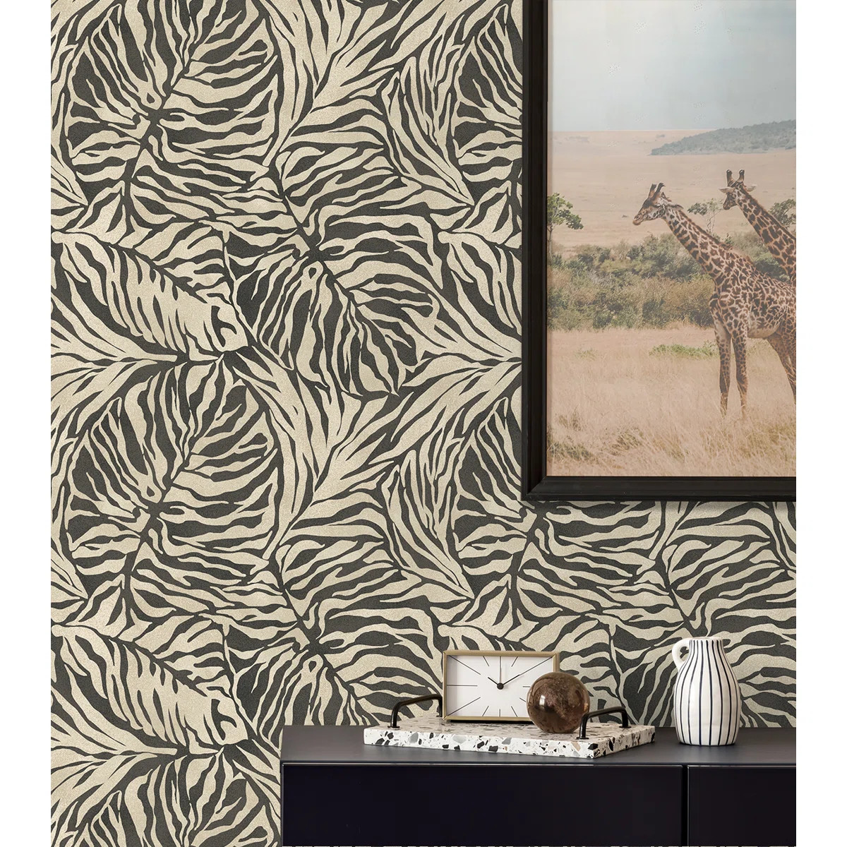 Tommy Bahama Zebra Leaf 18' L x 20.5" W Peel and Stick Wallpaper Roll | Wayfair North America