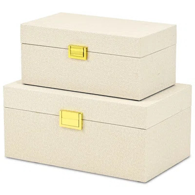 Araminta Fabric Themed Vinyl Box Set With Gold Handles - Cream | Wayfair North America
