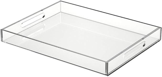 NIUBEE Acrylic Serving Tray 14x18 Inches -Spill Proof- Clear Decorative Tray Organiser for Ottoma... | Amazon (US)