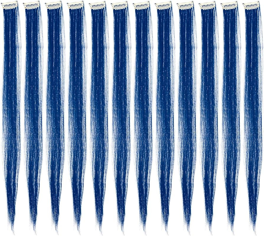 SWACC 12 Pcs Straight One Color Party Highlights Clip on in Hair Extensions Colored Hair Streak S... | Amazon (US)