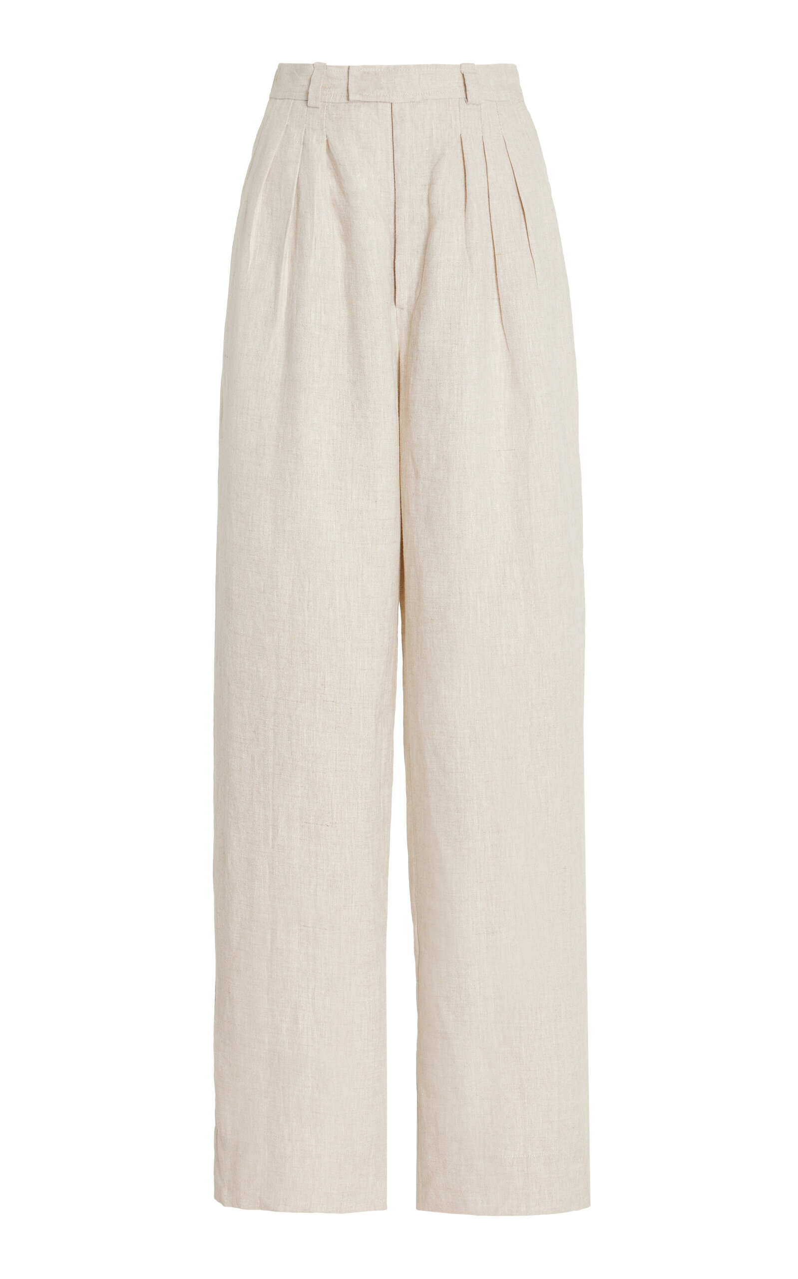 Posse - Women's Exclusive Louis Pleated Linen Wide-Leg Trousers - Neutral - XS - Moda Operandi | Moda Operandi (Global)