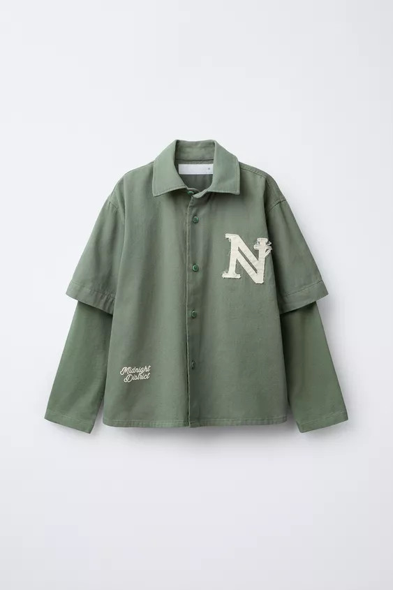 PATCH DOUBLE SLEEVE SHIRT | Zara US