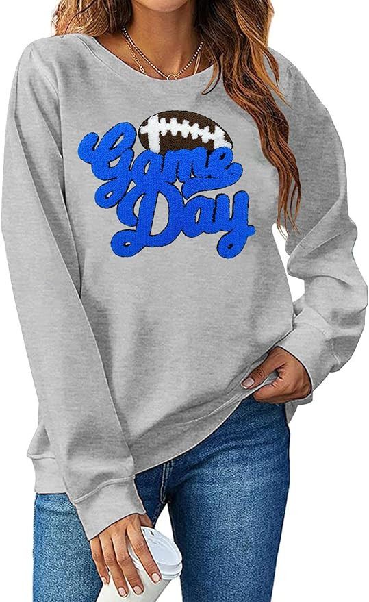 YALUCOR Women Football Sweatshirt Gameday Pullover Shirt Casual Football Mom Tops Hoodie Football... | Amazon (US)