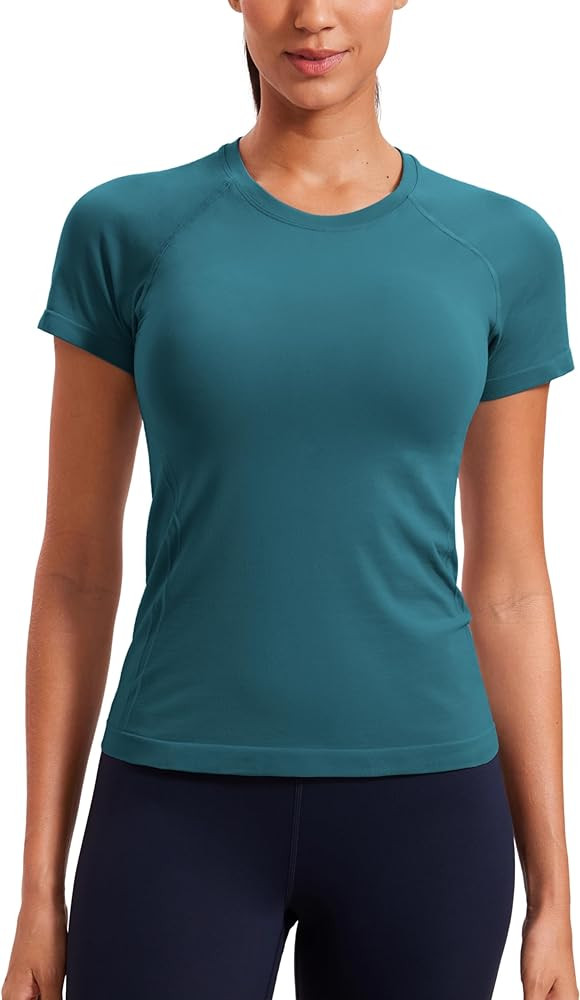 CRZ YOGA Seamless Workout Tops for Women Short Sleeve Athletic Tees Breathable Gym Running Yoga S... | Amazon (US)