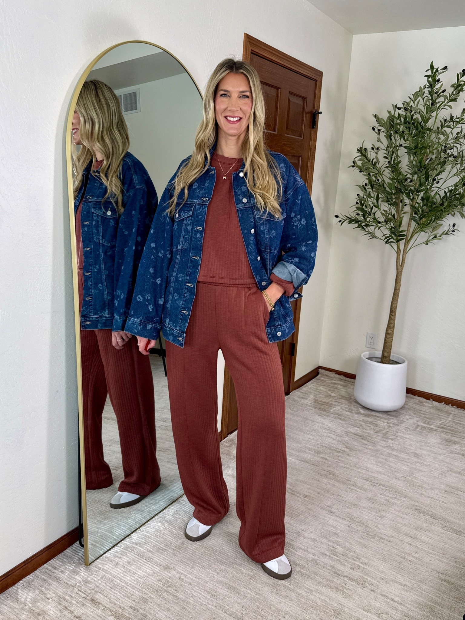 Wearing my true medium tall in all- denim jacket does run oversized. 

Lounge set, matching set, jean jacket, denim jacket 

#LTKSeasonal #LTKTall #LTKFindsUnder50