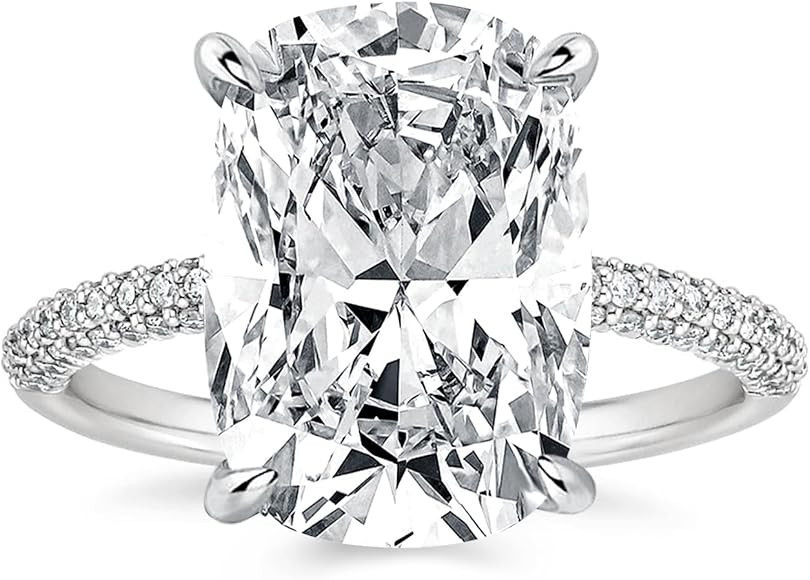 4CT/7CT Elongated Cushion Cut Promise Ring for Women, Simulated Diamond Ring, 925 Sterling Silver... | Amazon (US)
