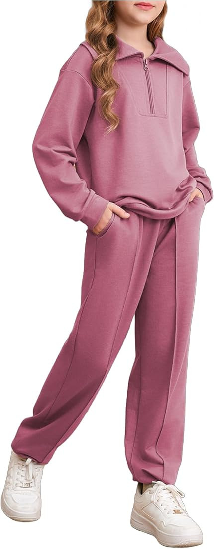 blibean Teen Girls Fall Cotton Half Zipper Sweat Suits Kids Pants Sets Size 6-15 Years | Amazon (US)