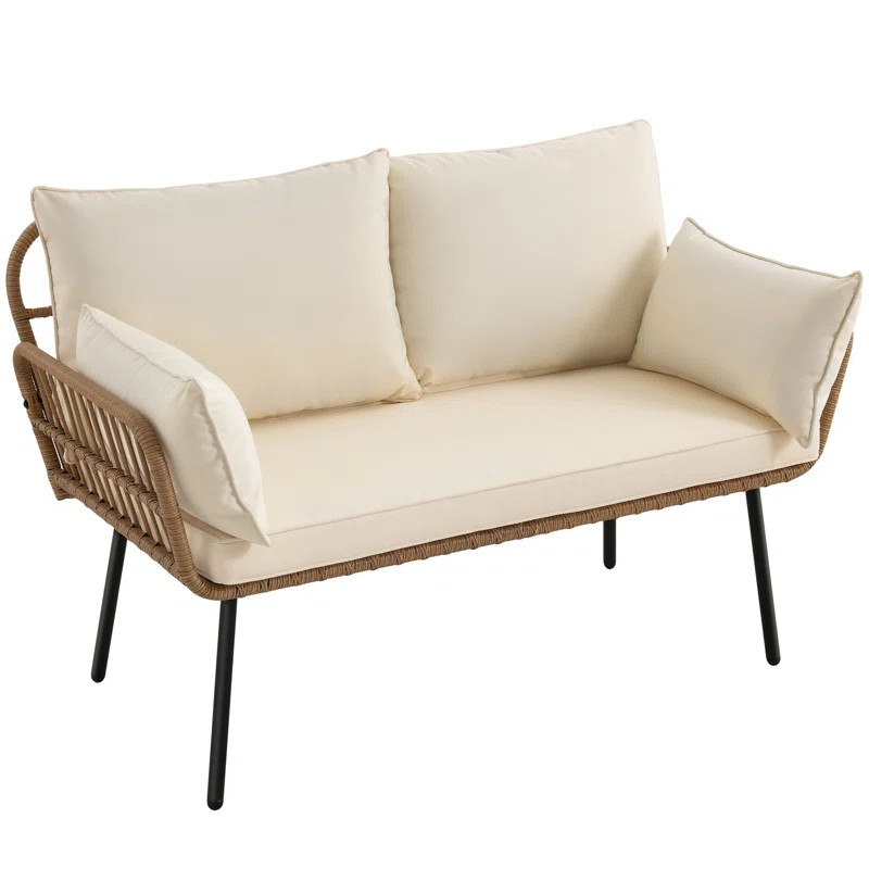 Culbreth 51.2'' Wide Outdoor Loveseat with Cushions | Wayfair North America