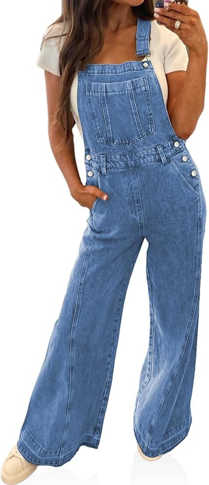 Cicy Bell Women's Wide Leg Denim Overalls Cute Vintage Adjustable Straps Bib Jeans Jumpsuits Over... | Amazon (US)