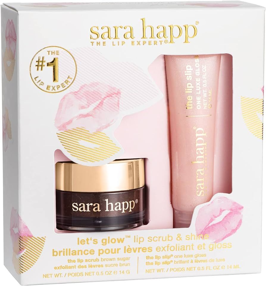 sara happ Let's Glow Lip Scrub & Shine Kit: Brown Sugar Lip Scrub 0.5 oz & The Lip Slip One Luxe ... | Amazon (US)