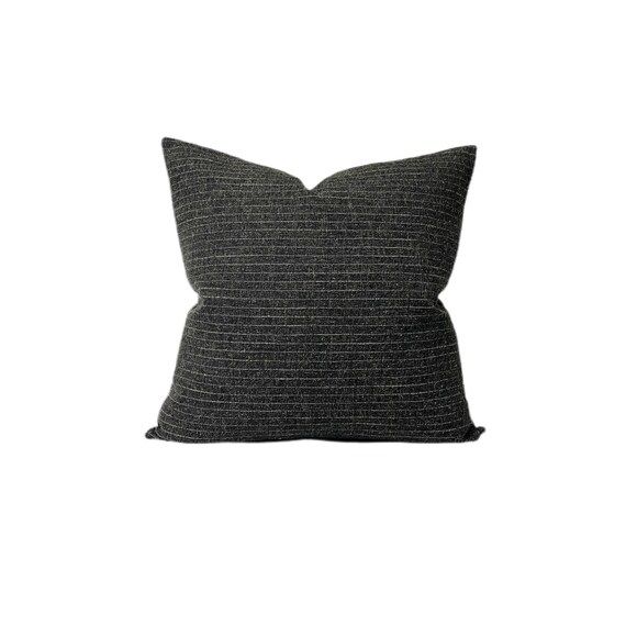 Heather Black Woven Stripe Pillow Cover + Beige and Black Stripe Throw Pillow Cover + Pinstripe P... | Etsy (US)