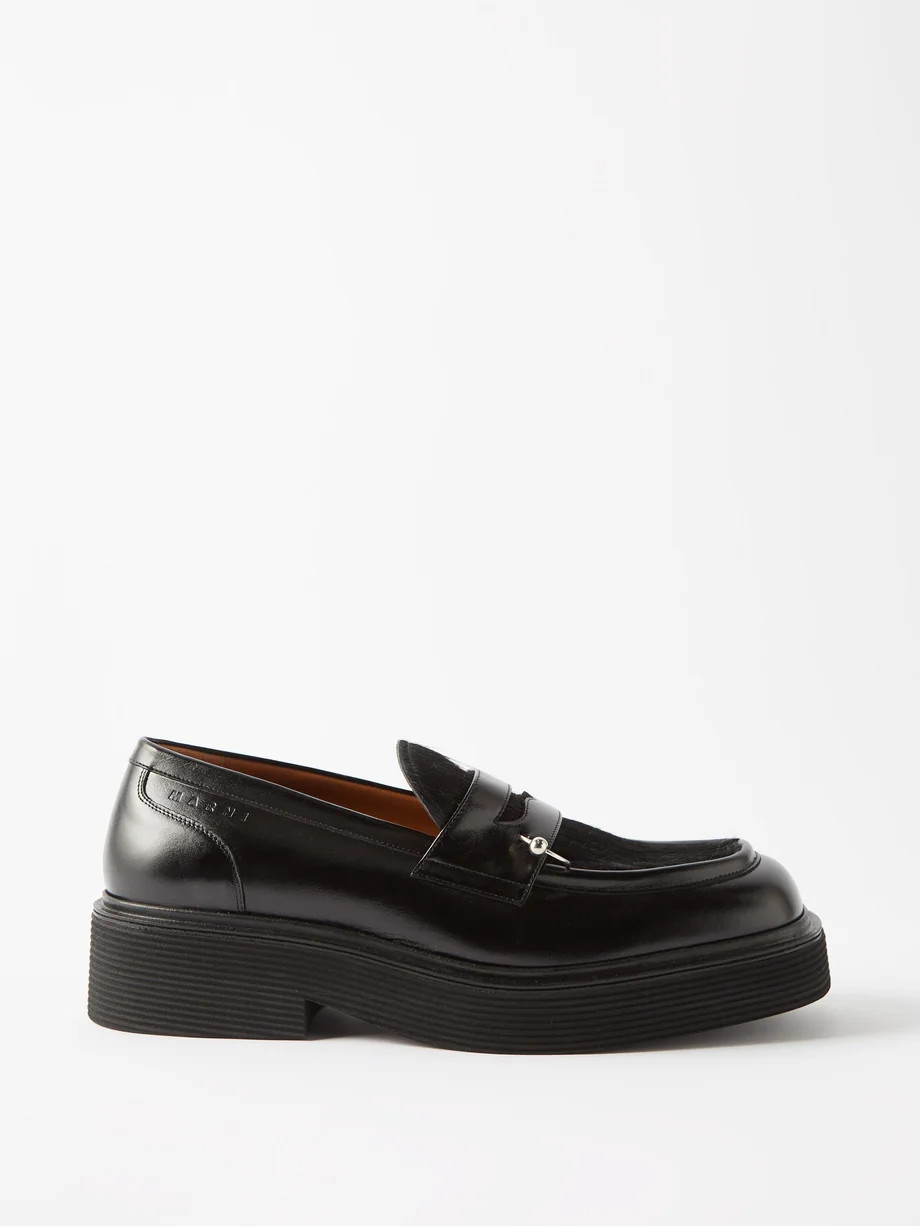 Moccasin pierced leather penny loafers | Matches (EU)