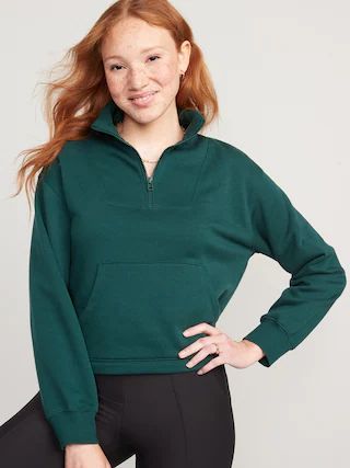 Mock-Neck Quarter-Zip Fleece Sweatshirt for Women | Old Navy (US)