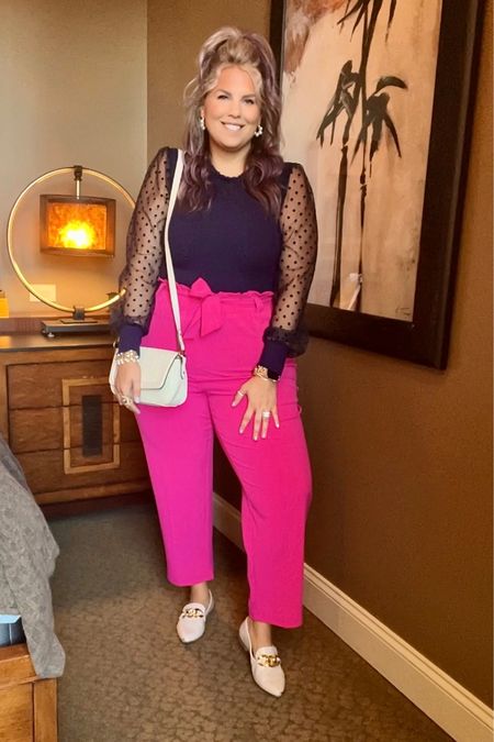 ✨SIZING•PRODUCT INFO✨
⏺ Navy Blue Bodysuit Blouse with sheer
polka dot sleeves •• XL •• TTS •• Amazon
⏺ Hot Pink Workwear Pants with Paperbag Waist and Belt •• XXL •• Walmart 
⏺ Cream Bag •• linked similar 
⏺ Cream Pointy Toe Mules with Gold Chain •• TTS •• Walmart 
⏺ Statement Ring & Apple Watch Band •• Victoria Emerson
⏺ Pearl Earrings •• Ettika 

#walmart #walmartfinds #walmartfind #founditatwalmart #walmart style #walmartfashion #walmartoutfit #walmartlook  #amazon #amazonfind #amazonfinds #founditonamazon #amazonstyle #amazonfashion #workwear #work #outfit #workwearoutfit #workwearstyle #workwearfashion #workwearinspo #workoutfit #workstyle #workoutfitinspo #workoutfitinspiration #worklook #workfashion #officelook #office #officeoutfit #officeoutfitinspo #officeoutfitinspiration #officestyle #workstyle #workfashion #officefashion #inspo #inspiration #slacks #trousers #professional #professionalstyle #professionaloutfit #professionaloutfitinspo #professionaloutfitinspiration #professionalfashion #professionallook #dresspants #bodysuit #bodysuits #bodysuitlook #tank #tankbodysuit #bodysuitfashion #bodysuitoutfit #bodysuitoutfitinspiration #bodysuitoutfitinspo #lookswithbodysuits #outfitwithbodysuit #bodysuitstyle #stylewithbodysuit #pink #pinklook #lookswithpink #outfitwithpink #outfitsfeaturingpink #pinkaccent #pinkoutfit #pinkoutfits #outfitswithpink #pinkstyle #pinkoutfitideas #pinkoutfitinspo #pinkoutfitinspiration #blue #darkblue #lightblue #navy #navyblue #babyblue #cobaltblue #grayblue #teal #tealblue #blueoutfit #blueoutfitinspo #bluestyle #blueshirt #bluepants #blueoutfitinspiration #outfitwithblue #bluelook 
#under10 #under20 #under30 #under40 #under50 #under60 #under75 #under100
#affordable #budget #inexpensive #size14 #size16 #size12 #medium #large #extralarge #xl #curvy #midsize #blogger #vlogger
budget fashion, affordable fashion, budget style, affordable style, curvy style, curvy fashion, midsize style, midsize fashion


#LTKstyletip #LTKmidsize #LTKworkwear