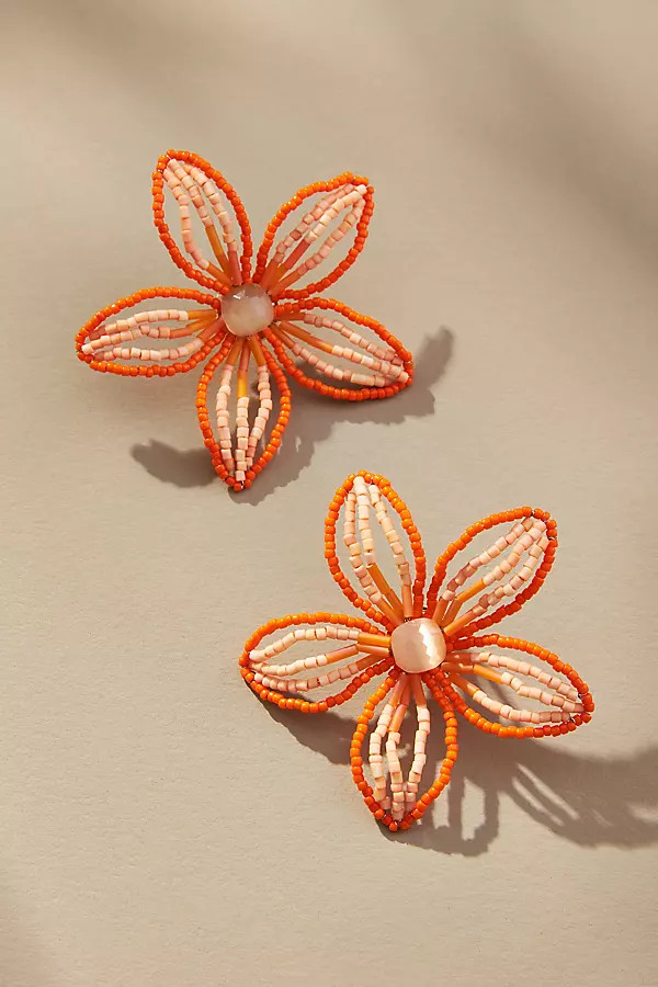 Beaded Floral Post Earrings | Anthropologie (US)
